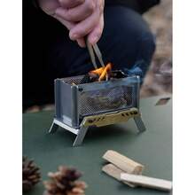 BIV Pink Squirrel 便攜露營迷你香薰爐，不銹鋼香爐，木頭火爐，桌面裝飾品，附贈收納袋 - 白色 - 查看 4