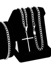 Men'S Necklace Sets - 銀色 - 查看 1