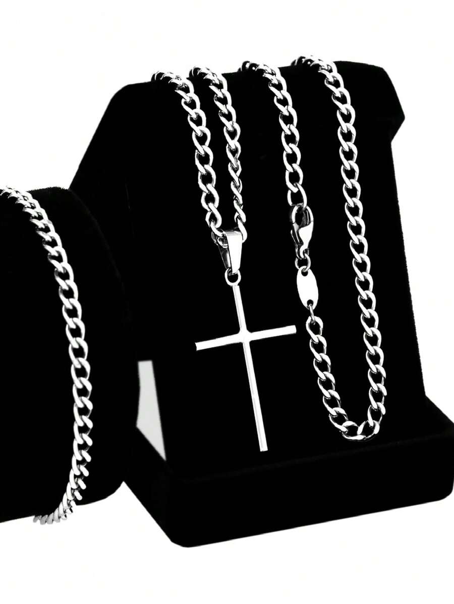 Men'S Necklace Sets - 銀色 - 查看 1