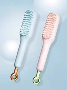 Cepillo mágico desmontable para el cabello, peine telescópico apto para el cabelludo, cepillo de masaje portátil antiestático, desenredante de cabello suave para uso doméstico,herramientas para el cabello - Azul - Ver 3