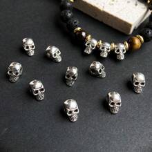 10pcs/Pack Halloween Style Zinc Alloy Street Hip Hop Rock Skull Beads For DIY Bracelets, Puzzle Beads And Jewelry Making, Unisex