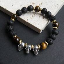 10pcs/Pack Halloween Style Zinc Alloy Street Hip Hop Rock Skull Beads For DIY Bracelets, Puzzle Beads And Jewelry Making, Unisex