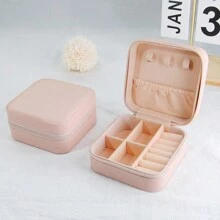 1pc Mother's Day Gift Travel Jewelry Box, PU Leather Small Jewelry Storage Box, Ladies And Girls Double Portable Mini Suitcase Display Storage Box, Suitable For Earrings, Rings, Necklaces, Bracelets. Organizer Storage Box Travel - Multicolor - View 7