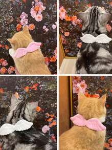 1 pieza Alas de ángel, Collar de gato lindo, Collar de mascota, Ajustable, Suave, Accesorio para cuello, Adecuado para gatos y perros pequeños y medianos - Multicolor - Ver 3