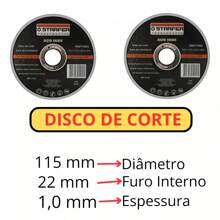 Kit 5 Discos de Corte Fino Aço Inox 4.5 x 7/8 Esmerilhadeira Ferro Metal Starfer - Preto - Visão 6