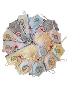 Paquete 12 Piezas Corpiño Bra Para Niña Copas Extraíbles Estampados Divertidos Unitalla Colores Surtidos Envio de Estampado depende de Disponibilidad - Multicolor - Ver 2