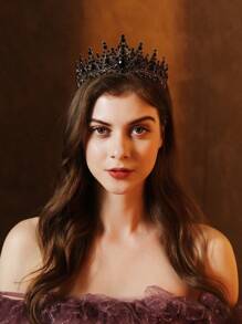 1Pcs Crystal Crowns And Tiaras Headband For Girl Or Women Birthday Party Wedding Prom Bridal Halloween Christmas,Valentine's Day Gift - Black - View 3