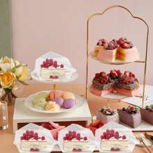 Cajas individuales para rebanadas de pastel, cajas para porciones de pastel, envases transparentes para rebanadas de pastel, sándwiches, tartas, ensalada, queso, adecuados para hornear en casa / tienda de pasteles / útiles escolares, de vuelta a la escuela - Multicolor - Ver 5