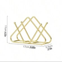 1pc Modern Style Iron Standing Triangle Tissue Holder With V-Shaped Base, Electroplated, Suitable For Gathering Home And Tabletop Tissue Storage - One Size - View 3