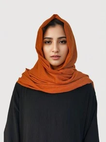 1 件时尚纯色轻质亚麻头巾，柔软舒适，适合冬季秋季日常穿着和装饰 - 彩色 - 查看 2