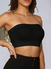 3 piezas/Set Sujetador tubo de unicolor para mujer, Sujetador sin costuras y sin aros, Camiseta interior sin tirantes, cómoda lencería femenina