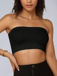 3 piezas/Set Sujetador tubo de unicolor para mujer, Sujetador sin costuras y sin aros, Camiseta interior sin tirantes, cómoda lencería femenina