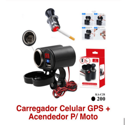 Carregdor Celular GPS+Acendedor Para Moto