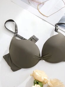 6pcs Women's Removable Strap Bras With Bowknot Decor And Underwire
