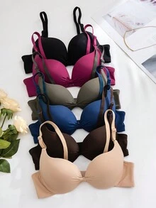 6pcs Women's Removable Strap Bras With Bowknot Decor And Underwire