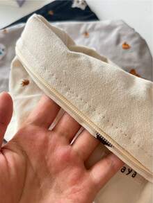 刺繡貓帆布袋，復古收納袋，化妝袋，拉鍊手提包 - 彩色 - 查看 6