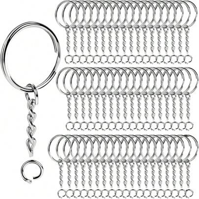 100pcs Keychain Making Kit - Complete Set Includes 50 Keychains And 50 Jump Rings