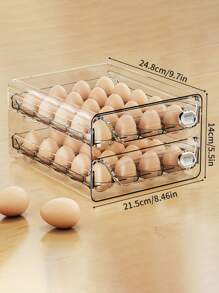 1層/2層，蛋類儲存盒，可堆疊的PET蛋類儲存組，多層蛋托容器，抽屜式蛋類儲存組織架，透明保鮮整理盒，適用於廚房及冰箱使用