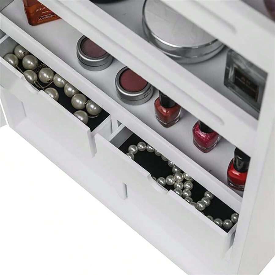 LED Mirror Jewelry Non Full Mirror Wooden Wall Mounted 4Layer