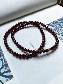 1 pieza Pulsera de Granate con pequeñas partículas de piedra natural de moda adecuada para mujeres vestir - 4-5 mm/0,16-0,19 pulgadas - Ver 5