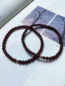 1 pieza Pulsera de Granate con pequeñas partículas de piedra natural de moda adecuada para mujeres vestir - 4-5 mm/0,16-0,19 pulgadas - Ver 4