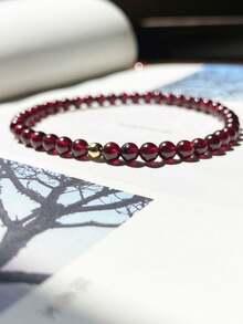 1 pieza Pulsera de Granate con pequeñas partículas de piedra natural de moda adecuada para mujeres vestir - 4-5 mm/0,16-0,19 pulgadas - Ver 10