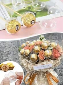 10Pcs Transparent Chocolate Packaging Box Diy Bouquet Packaging Chocolate Cup Flower Tray, Suitable For Flower Packaging, Candy Storage, Chocolate Storage, Gift Box Packaging - Multicolor - View 3