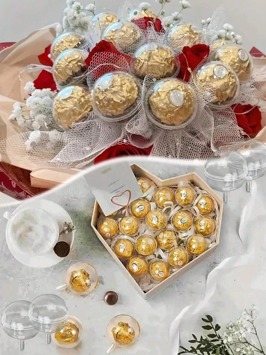 10Pcs Transparent Chocolate Packaging Box Diy Bouquet Packaging Chocolate Cup Flower Tray, Suitable For Flower Packaging, Candy Storage, Chocolate Storage, Gift Box Packaging - Multicolor - View 1