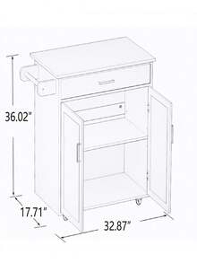 Carrito de islas de cocina con ruedas, estantes ajustables y estante para toallas, con cubierta de madera de caucho, promoción de - Blanco - Ver 5