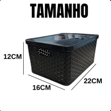 Kit com 3 Cesto Caixa Organizadora Rattan 7,5 Litros Com Tampa