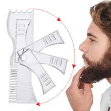 Adjustable Beard Shaper Comb With Three Eyebrow Shaping Razors, Rotatable Beard Shaping Ruler With Three Eyebrow Shaping Razors Set, Multifunctional Beard Shaping Comb And Eyebrow Trimmer Set, Adjustable Beard Shaping Tool For Contouring, Multifunctional Beard Shaper Set - Clear - View 5