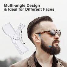 Adjustable Beard Shaper Comb With Three Eyebrow Shaping Razors, Rotatable Beard Shaping Ruler With Three Eyebrow Shaping Razors Set, Multifunctional Beard Shaping Comb And Eyebrow Trimmer Set, Adjustable Beard Shaping Tool For Contouring, Multifunctional Beard Shaper Set - Clear - View 3