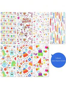 4pcs - Gift Wrapping Paper, 1 Different Style Birthday Gift Wrapping Paper For Birthday Gift Wrapping, Party Decoration, Birthday Bouquet Wrapping, Waterproof Birthday Wrapping Paper For DIY Crafts (19.7 X 27.6 Inches Per Page) - Multicolor - View 4