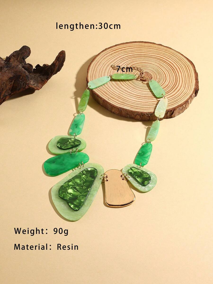 1 件不对称形状欧美风格优雅女士项链，树脂亚克力时尚百搭项链 - 幾何形 - 查看 1