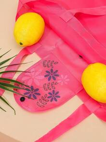 Bolsa de compras portátil de gran capacidad, bolsa de tela reutilizable plegable y resistente al agua con asa larga, bolso de mano con estampado de moda, adecuado para compras, campamento al aire viajes (rosa rojo) - Rosa Fucsia - Ver 5