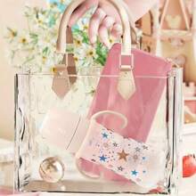 1个330毫升星形印花婴儿奶瓶，可爱图案，PP材质带手柄，加厚防摔，防胀气 - 彩色 - 查看 8