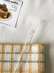 1件/3件/4件/10件简约玻璃吸管饮料吸管蝴蝶结印花透明吸管日常派对用品家居厨房用品学校用品、圣诞礼物 - 無色 - 查看 15