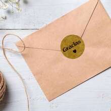 500 张/卷牛皮纸 Gracias 西班牙语感谢贴纸信封包装密封 1 英寸手工制作爱心贴纸烘焙装饰， - 彩色 - 查看 3