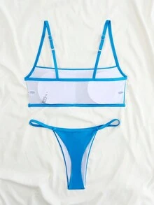 2pcs Sexy Bandeau Backless Bikini And G-String Swimwear Set, Multiple Colors - Baby Blue - View 2