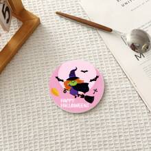 1 件陶瓷软木杯垫，万圣节彩绘设计，耐热、防水、防烫杯垫，简约节日礼物，艺术家居装饰，万圣节装饰，家居装饰万圣节派对 - 彩色 - 查看 4