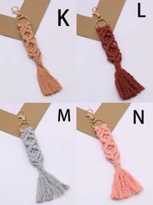 1 Miếng NỮ Chi tiết bện Vòng đeo tay Đồ treo Thời trang Móc chìa khóa Đối với Chìa khóa Đồ trang trí Đối với Trở lại Đến Trường học - Màu be - Xem 8