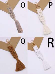 1 Miếng NỮ Chi tiết bện Vòng đeo tay Đồ treo Thời trang Móc chìa khóa Đối với Chìa khóa Đồ trang trí Đối với Trở lại Đến Trường học - Màu be - Xem 4