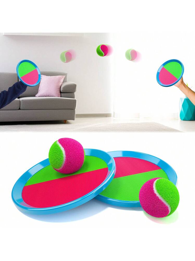 Jeu De Lancer-attraper 2 Raquettes Scratch – 4 Balles – ABS Résistant – Extérieur, Plage, Camping – Dès 3 Ans