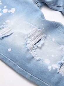 Jeans slim fit aderenti di colore blu chiaro strappati, stile europeo, stile emo, da uomo