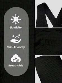 Yefecy Women Butt Lifting Yoga Jumpsuit Backless Sport Bandage Playsuit Sleeveless Textured Gym Jumpsuit - Black - View 6