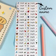 100pcs Customized Name Stickers With Cartoon Animals For School Stationery, Waterproof Personalized Labels, Waterproof, Seal, No-Iron, Reusable, Adhesive Exquisite, Cute, Adorable, Colorful Custom, Personalized, Unique Ideal Gifts For Him Her, Family, Friends, Son, Daughter, School Students, Kids For Anniversaries, For Children's Day, For Birthdays School, Home, Valentine Day, Valentine Day Decor Graduation