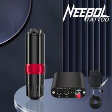 Neebol 1套刺青機套裝，包含電源供應器、腳踏板、刺青筆、刺青槍等，適用於刺青藝術師和初學者 - 美規A型插(110-127V) - 查看 2