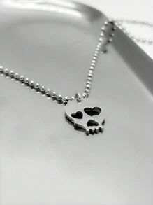 1 chiếc vòng cổ mặt dây chuyền trang trí hình đầu lâu hình trái tim sáng tạo thích hợp cho trang phục hàng ngày của phụ nữ Ngày lễ tình nhân, Mẹ, Mẹ, Ngày của Mẹ, Quà tặng - Bạc - Xem 2