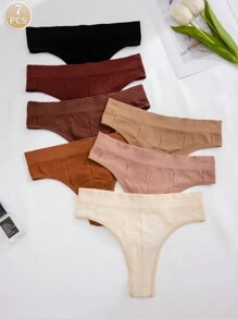 7 piezas de bragas sexys para mujer, sin costuras y de cintura baja, con diseño de tanga y borde con volantes de varios colores