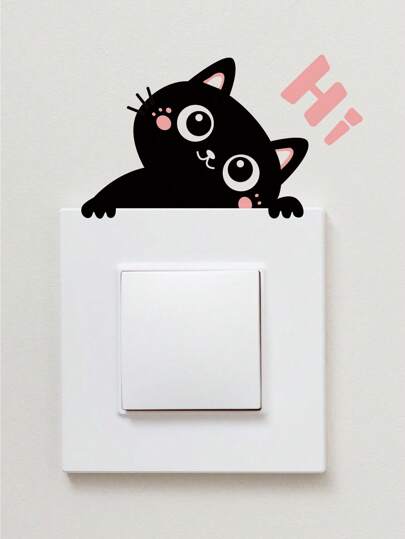 1 件卡通猫开关墙贴，可爱自粘开关装饰贴花用于家庭装饰，贴纸，墙贴花，乙烯基贴花用于家庭装饰，春季装饰品刷新您的家，拉玛装饰贴纸礼物生日毕业学校装饰学校惊喜宿舍装饰返校房间装饰学校用品